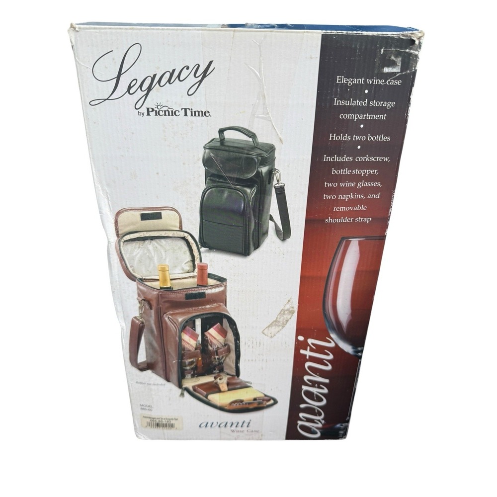 Legacy Wine Tote Bag Womens Medium Brown New Insulated Two-Bottle